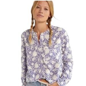 Pilcro Cotton Blouse With White Overall Embroidery Floral Pattern SZ LP GUC💗